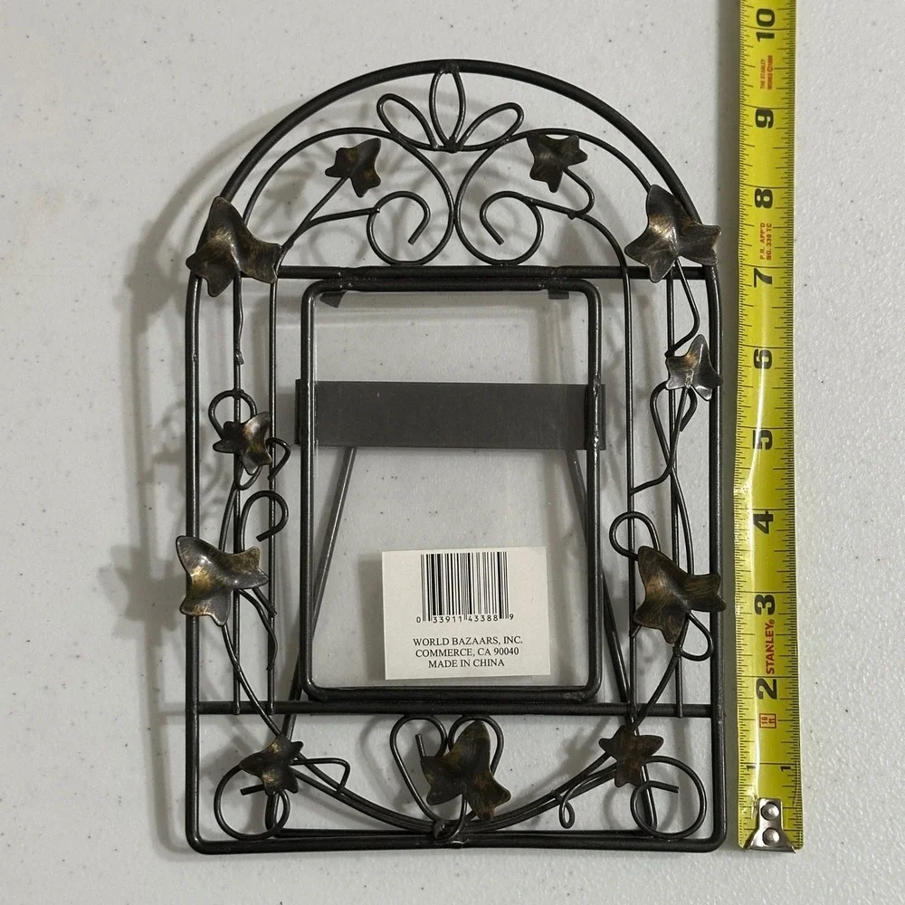 World Bazaars Ivy Leaf Arched Wire Metal Picture Frame Bronze Vintage 3.5x5 NWOT